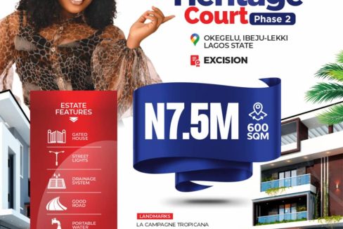 HERITAGE COURT, PHASE 2, PRIME LAND FOR SALE IN Okegelu IBEJU LEKKI