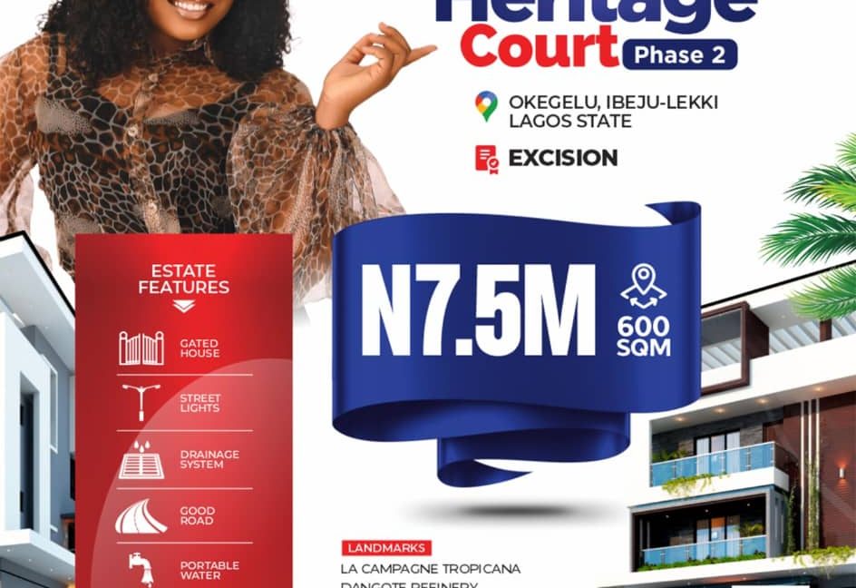 HERITAGE COURT, PHASE 2, PRIME LAND FOR SALE IN Okegelu IBEJU LEKKI